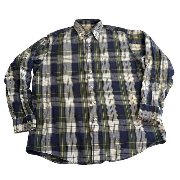 Vintage L.L. Bean Plaid Long Sleeve Button Up Made in the USA - Picture 1 of 11